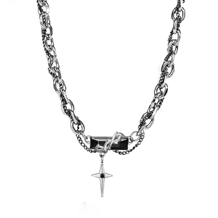 钛钢项链 王嘉尔同款缠绕星芒颈链男士潮痞帅高级感古巴链百搭