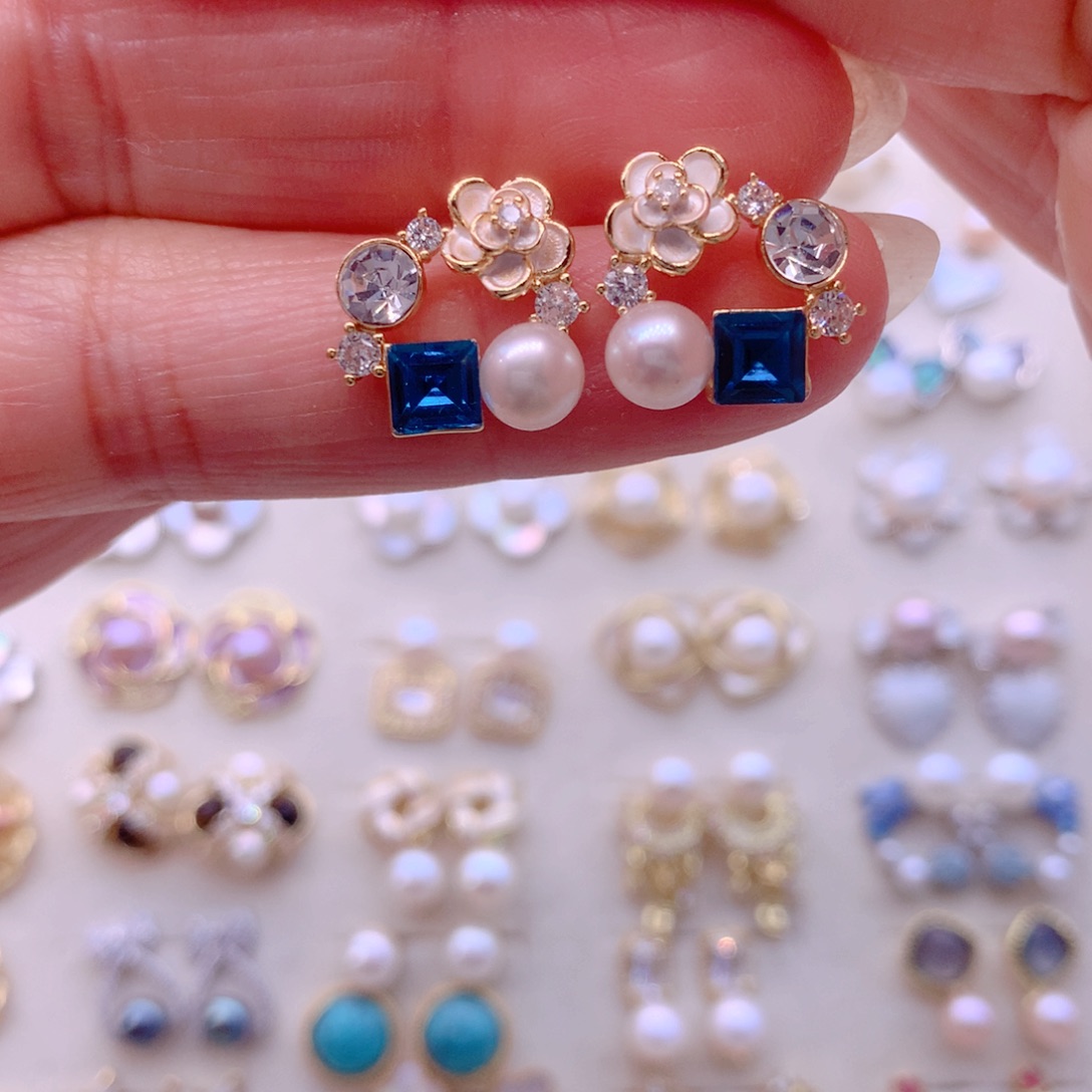 合金淡水珍珠耳饰