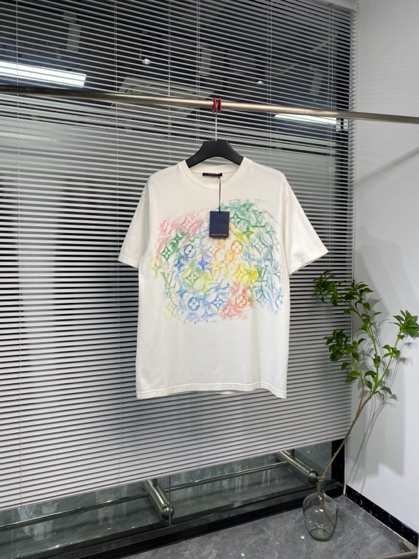 99新 LouisVuitton/路易威登 短袖 T恤 蜡笔涂鸦 XL码 ko2148