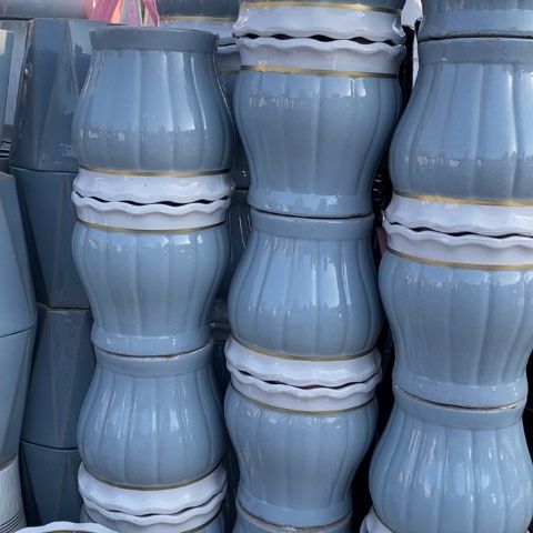 低腰花口金边蓝南瓜特大 口40/40