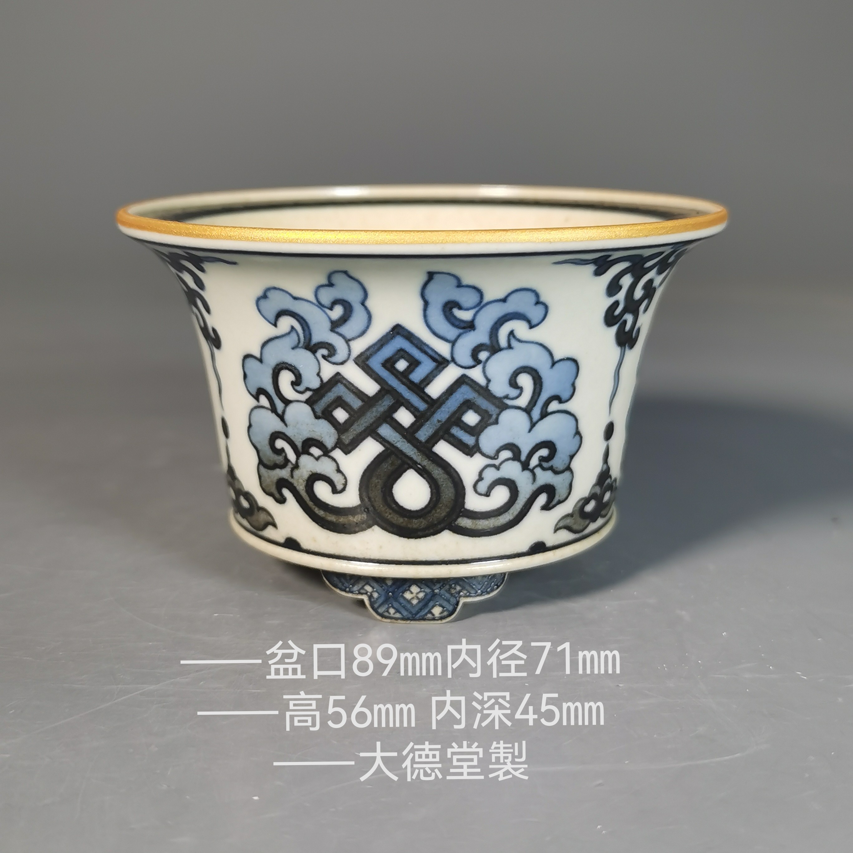 釉盆手工坯手绘釉下五彩复古图案纹盆
