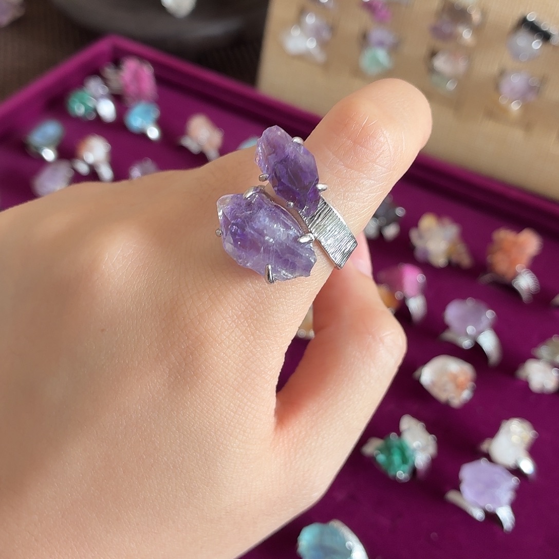 戒指水晶银S925镶嵌