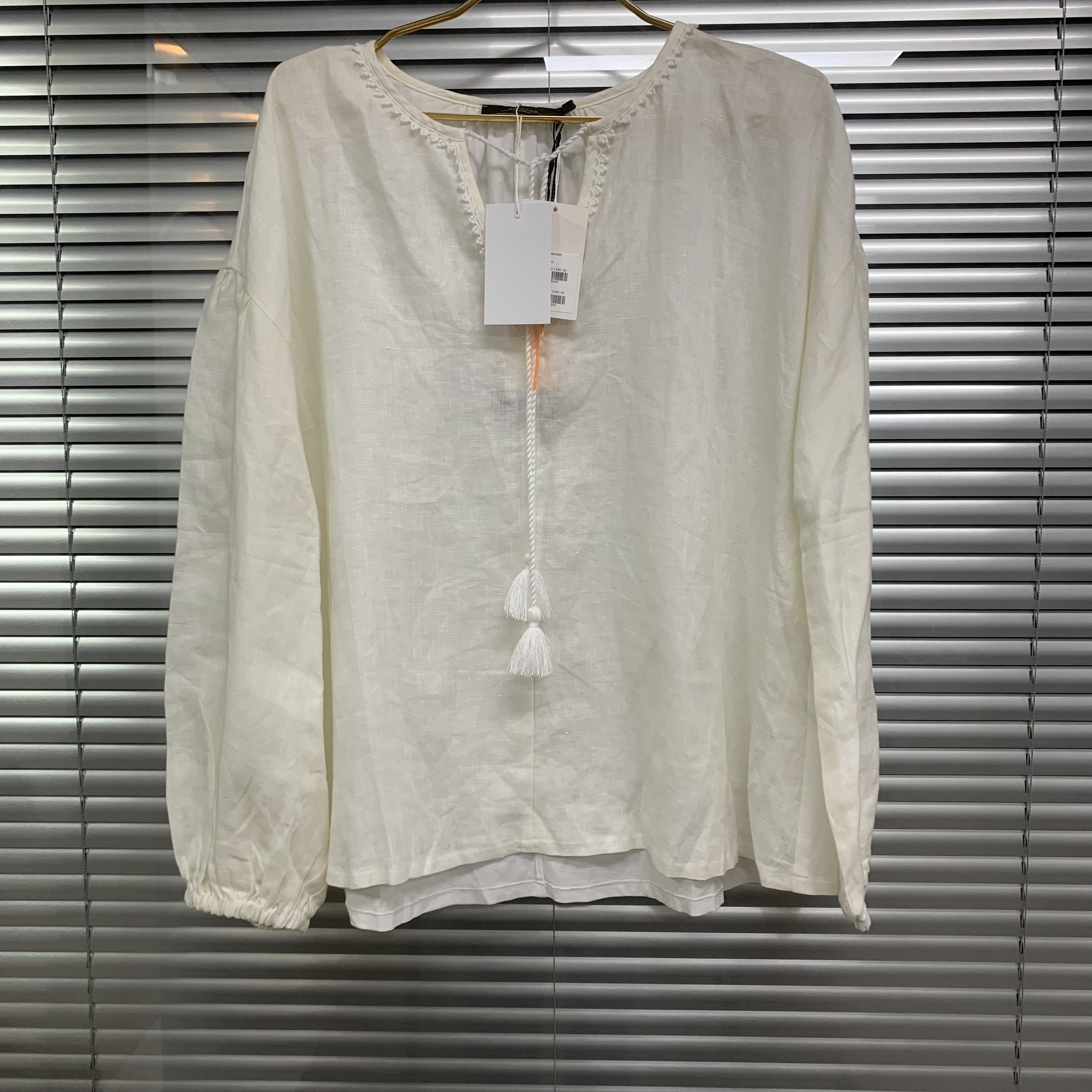 99新 MaxMara 白色亚麻上衣/M码/D02146