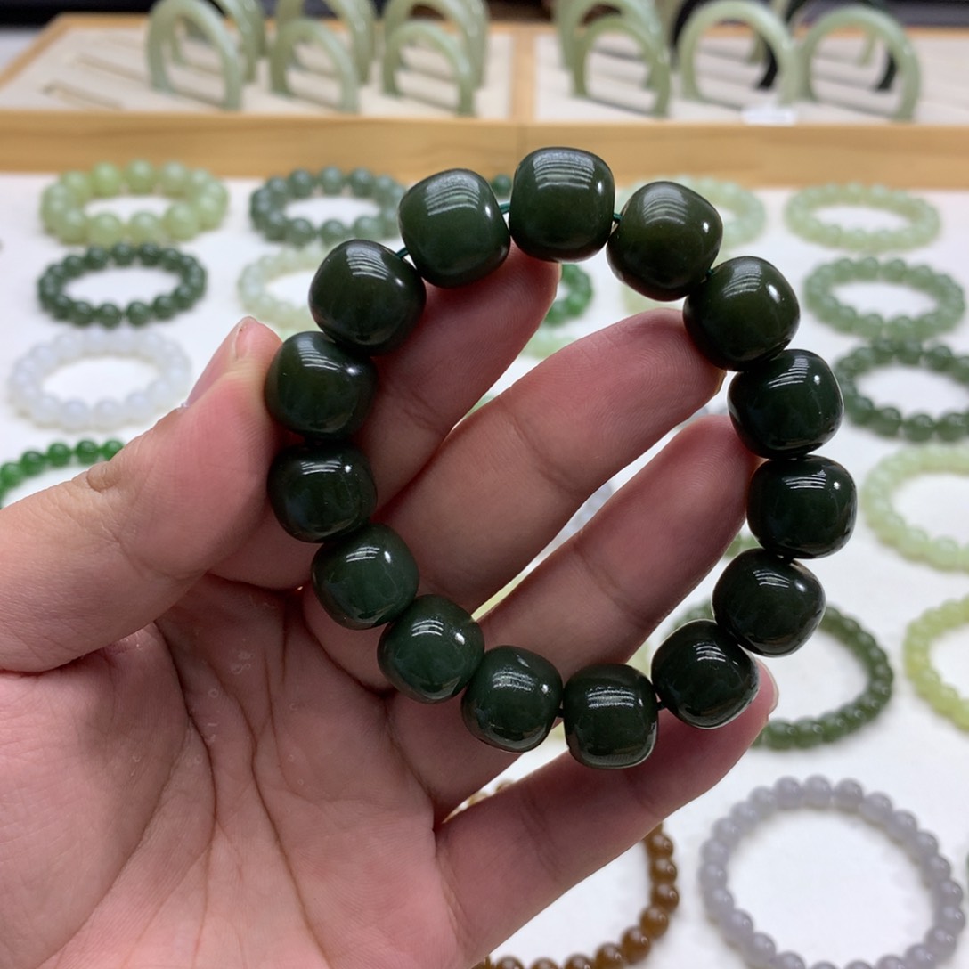 和田玉手串（青黄口14）未镶嵌