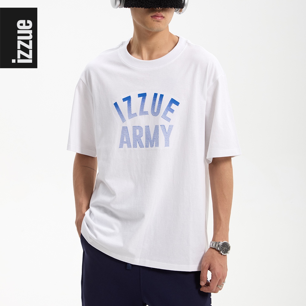 i.t izzue【设计师线】夏季潮牌设计感绣花t恤宽松休闲百搭情侣款