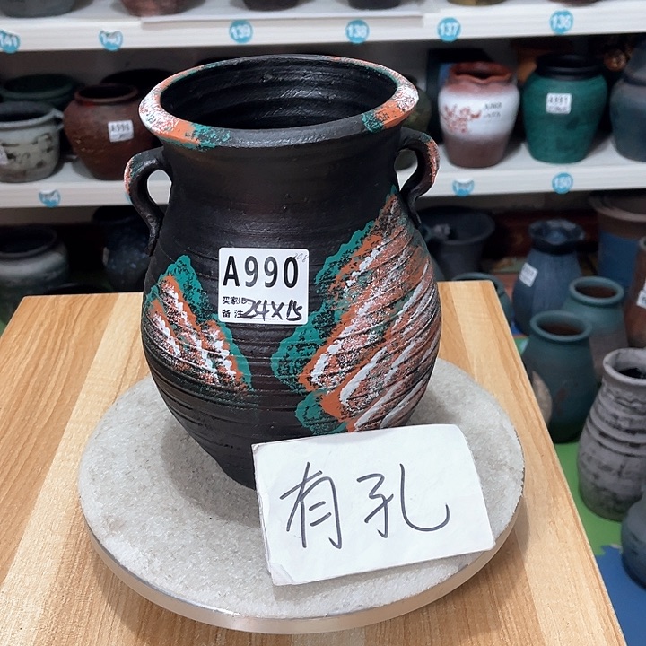 红陶手工制作工艺花盆