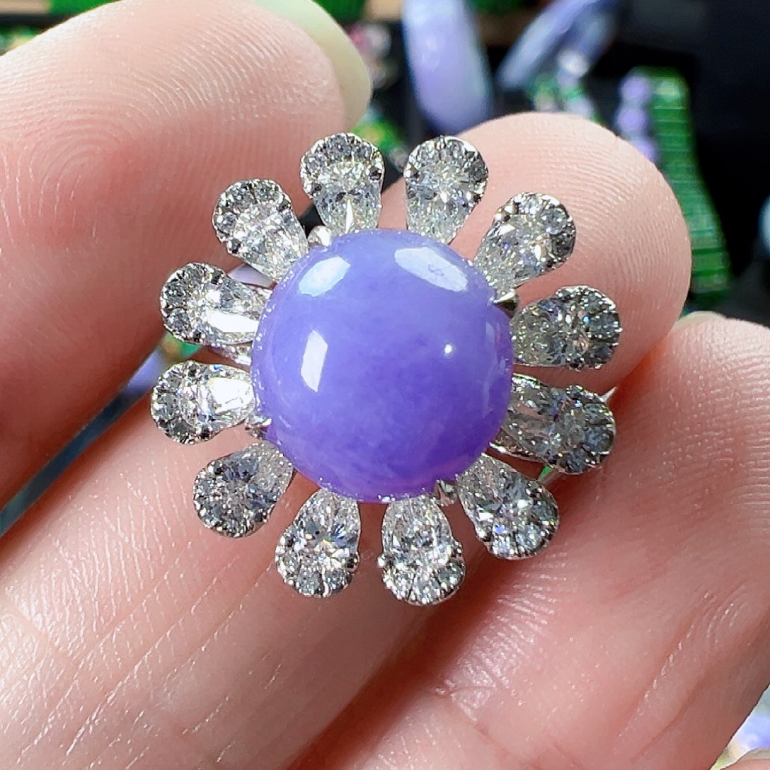 翡翠戒指18K金镶嵌签收后24小时鉴赏期