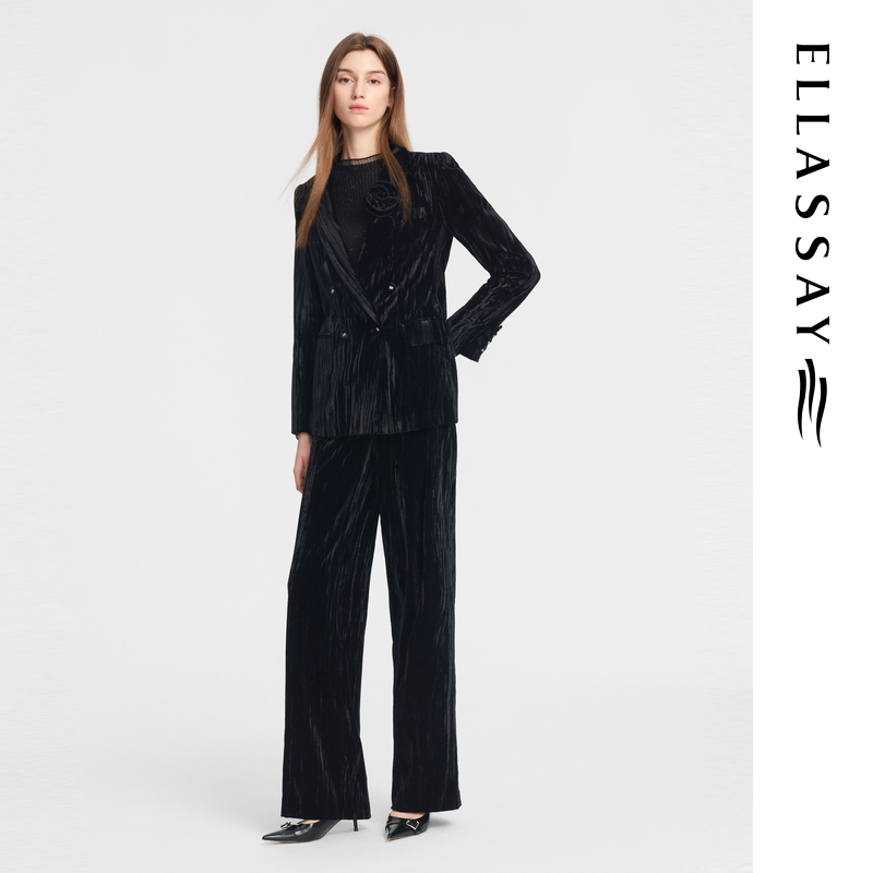 ELLASSAY/歌力思新款秋冬气质遮胯显瘦直筒休闲裤女EWE353K00800