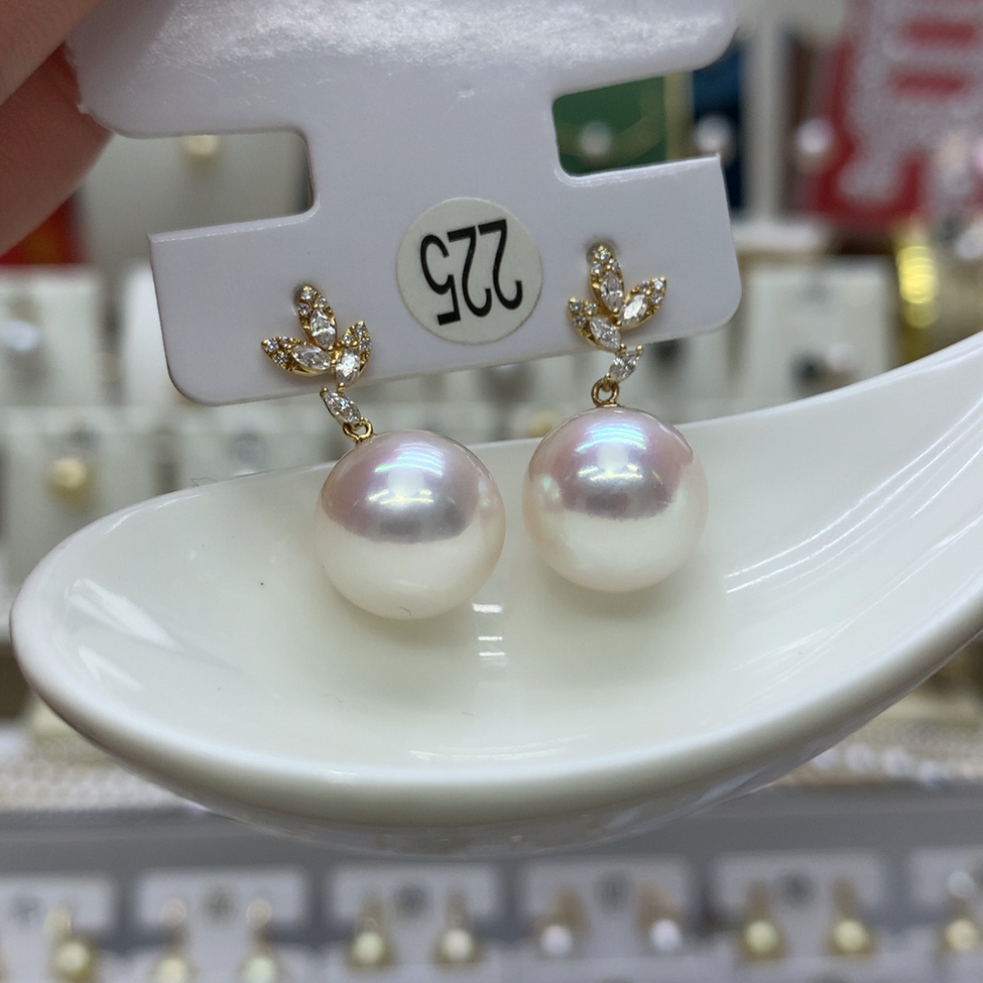 淡水珍珠耳饰18K金镶嵌