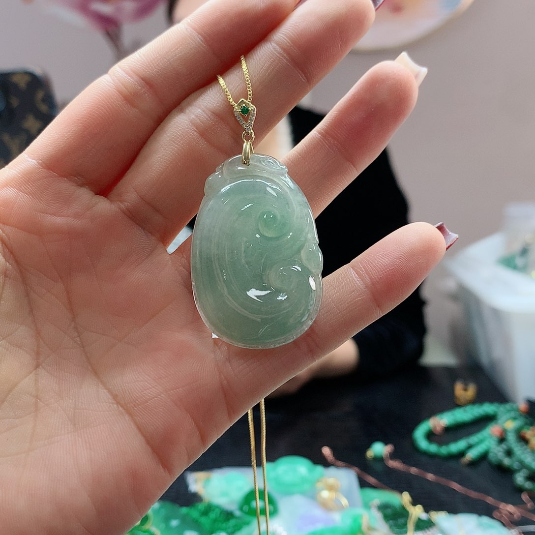 【闪购商品】翡翠吊坠(赠链)银S925镶嵌