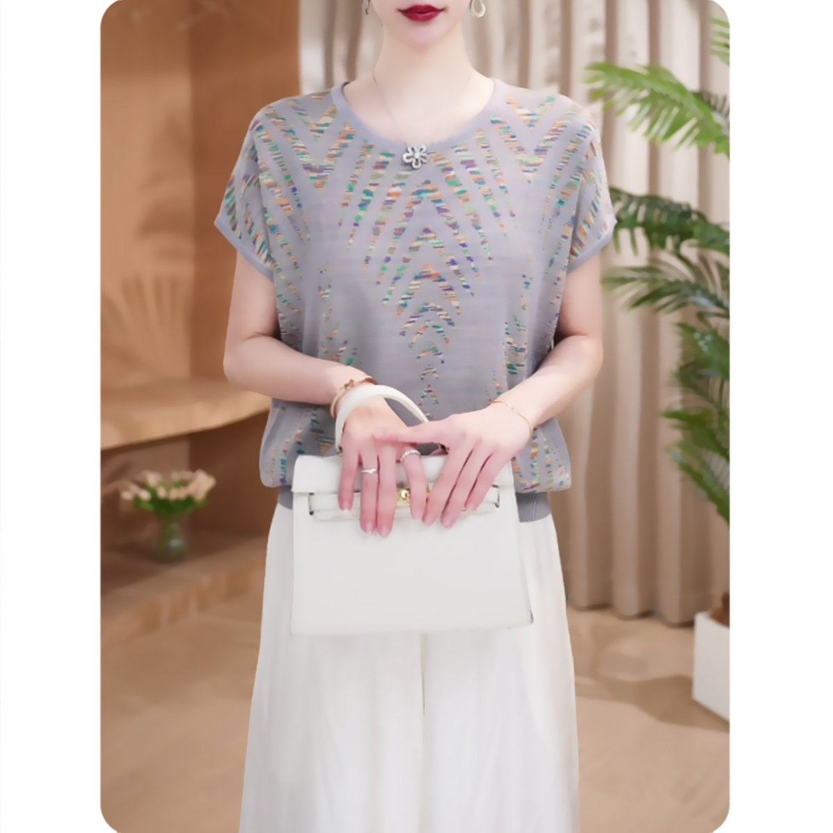 <TS2>波光新品女士宽松小衫气质上衣时尚休闲女装2ZS0125761