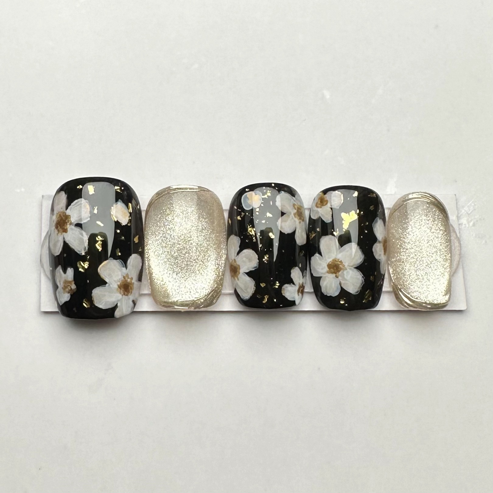 茉哉【黑金繁花】纯手工定制美甲拆卸穿戴甲A3942 S