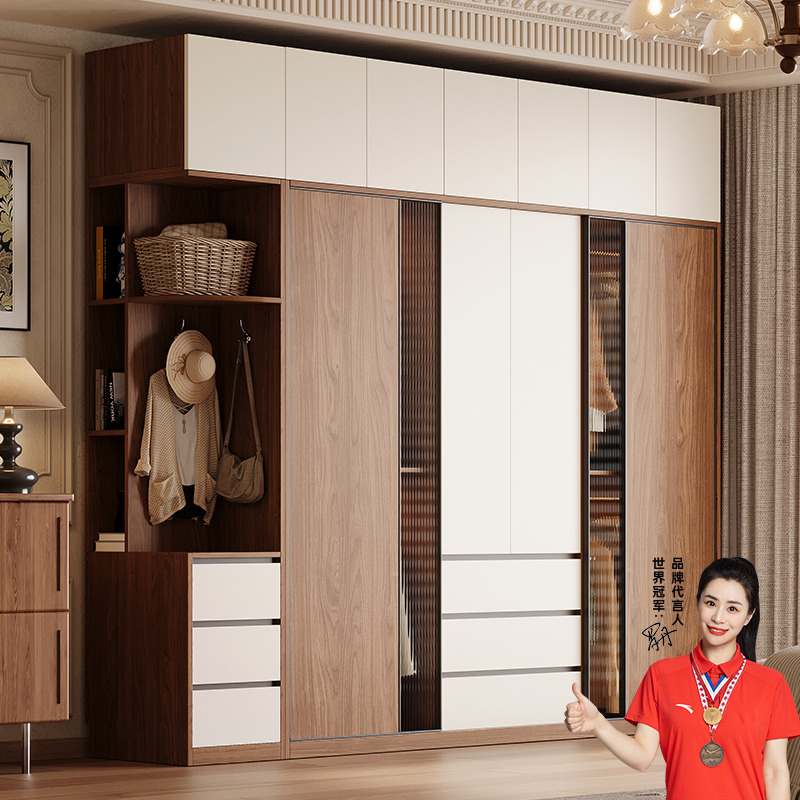 蔚然美家简约现代推拉门衣柜家用卧室柜子滑移门衣柜趟门储物衣橱