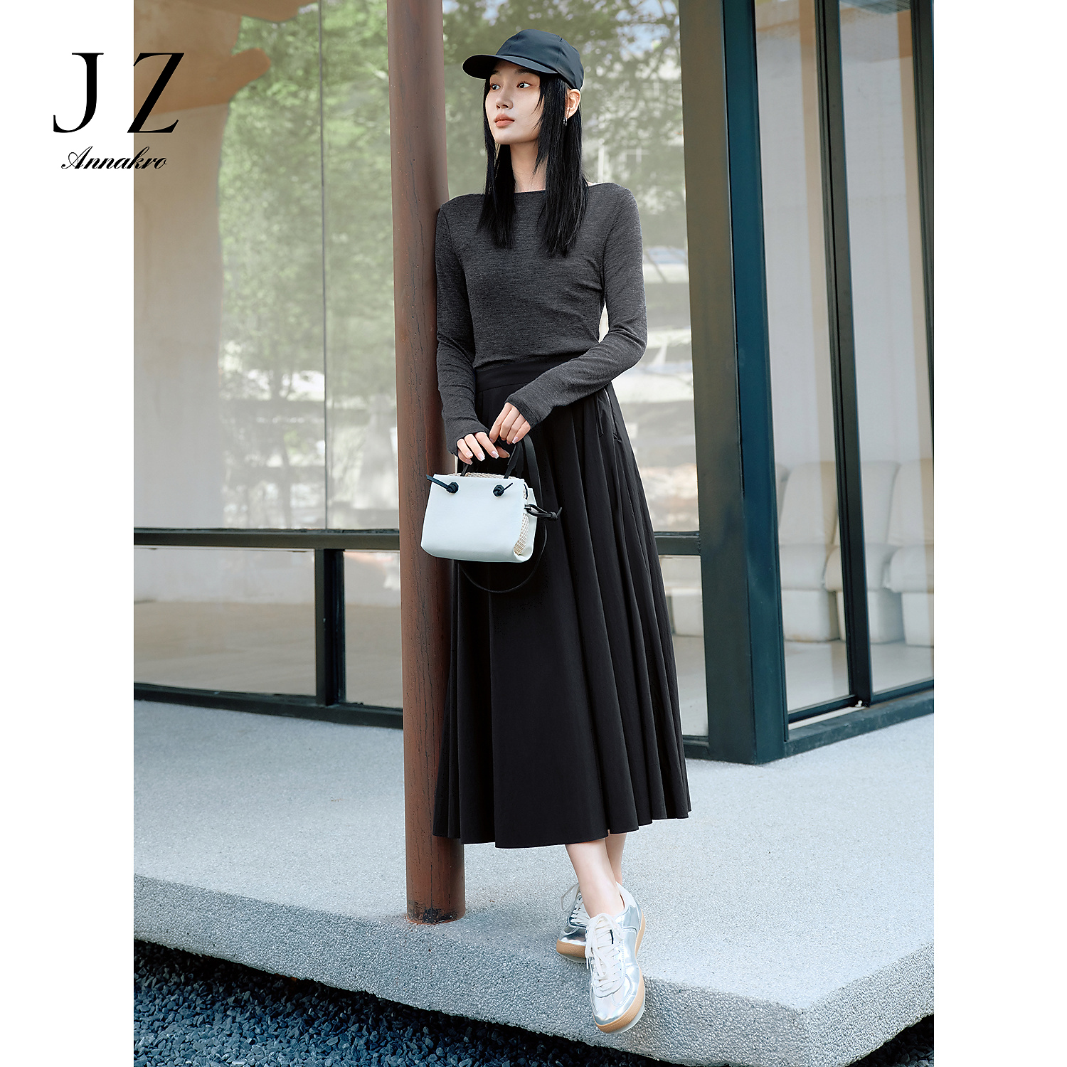 【星线好物】玖姿安娜蔻KWFC20017云感大量感松紧腰伞裙半身裙女