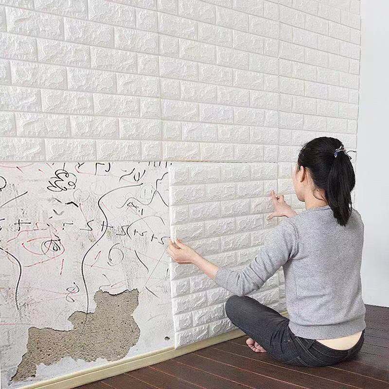 3d立体砖纹墙贴墙纸出租屋墙纸宿舍女生自粘儿童房间遮丑贴纸卧室