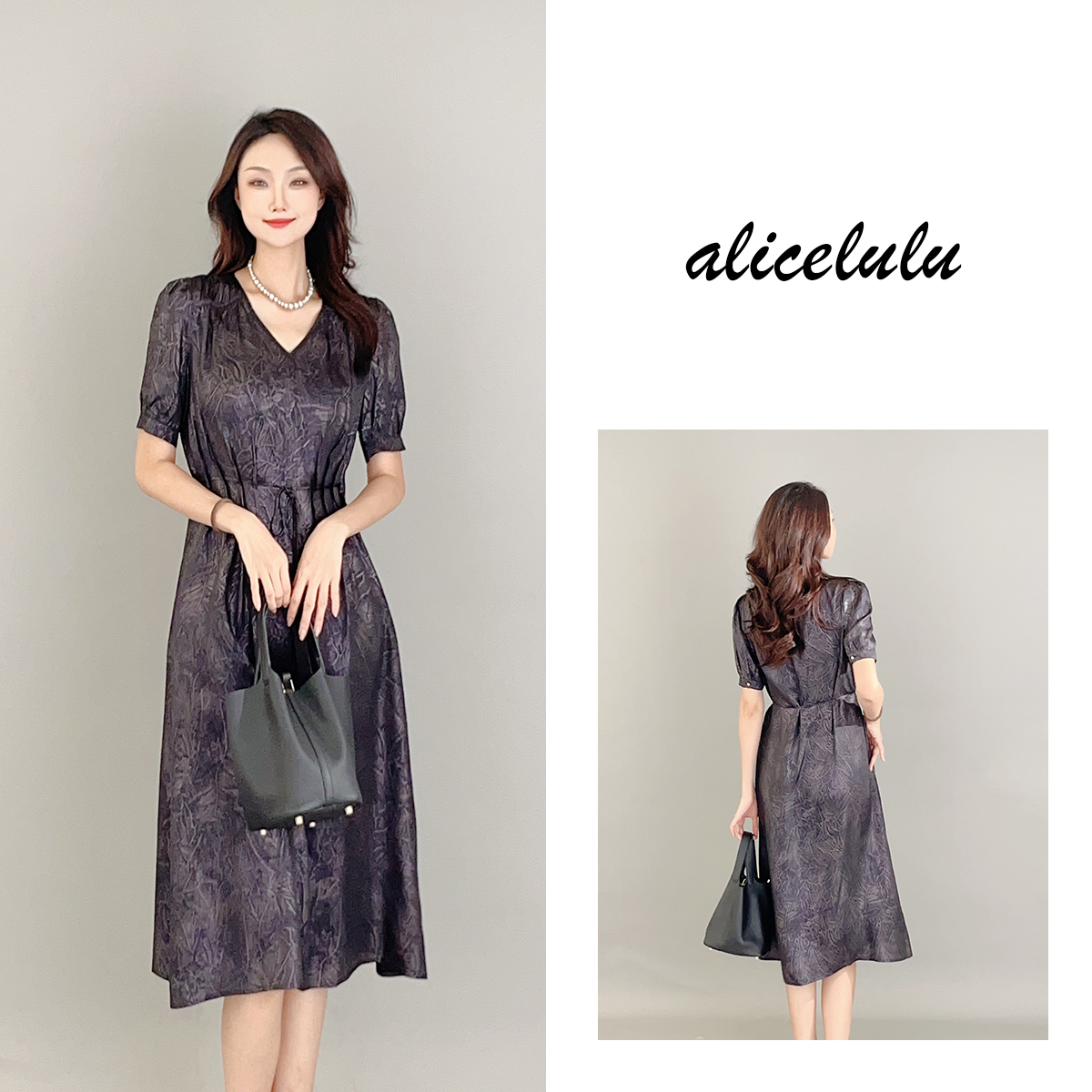 5ALICE“名门望族”连衣裙轻奢醋酸时髦肌理S2138569W