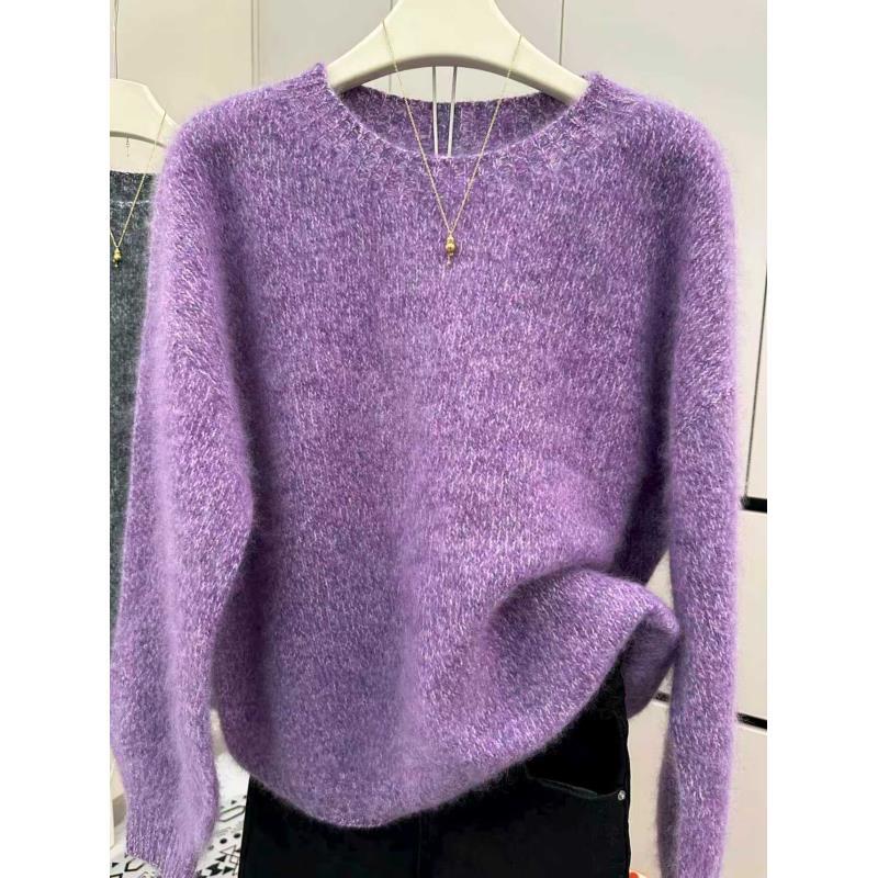 【慕斯】紫色 加厚保暖山羊绒《澳洲进口Tasmanian纱线》羊绒拉绒衫