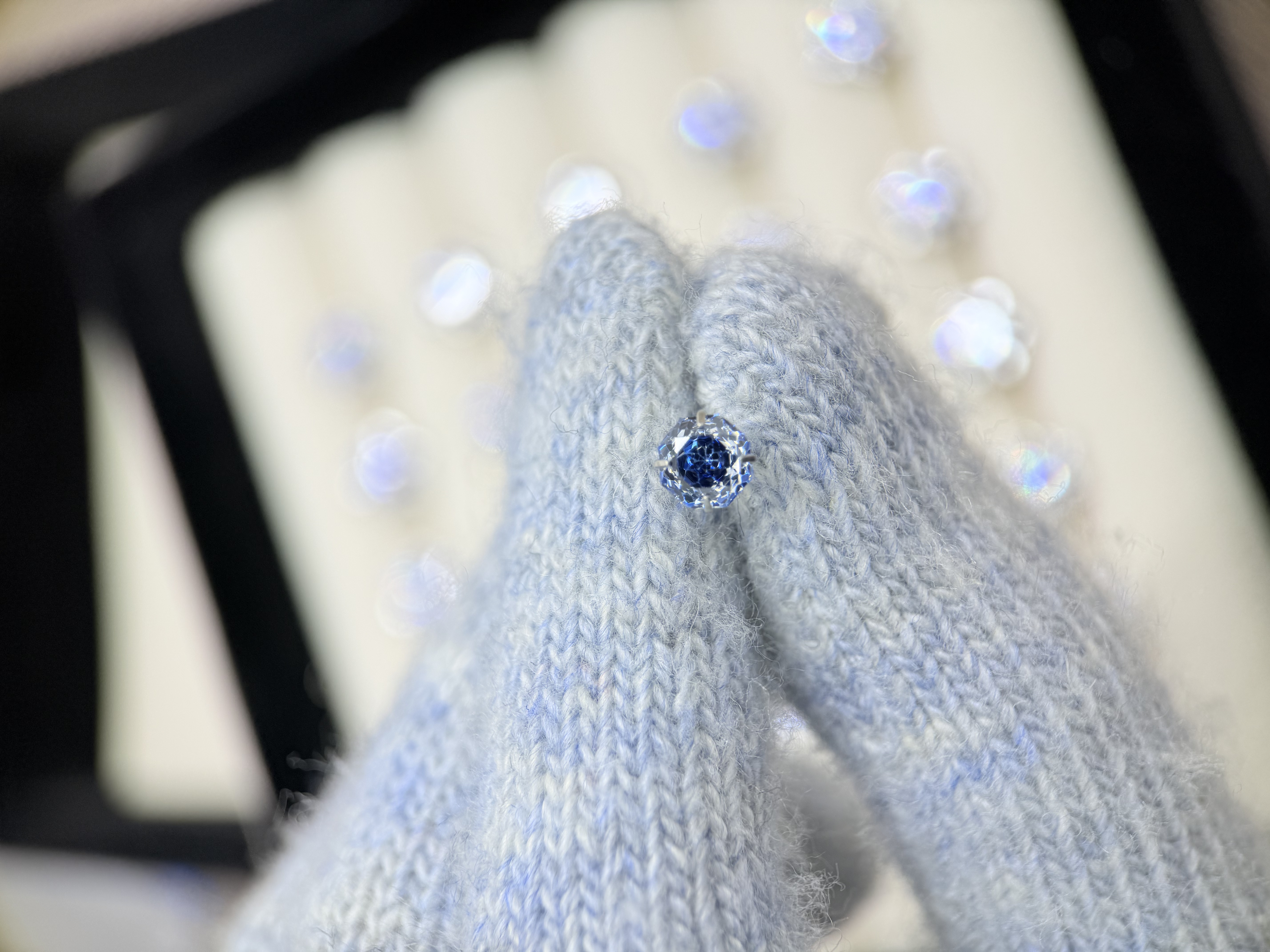 钛钢锆石耳饰 A475 坦桑蓝色夹心玫瑰切锆石6mm耳骨钉耳钉耳蜗钉