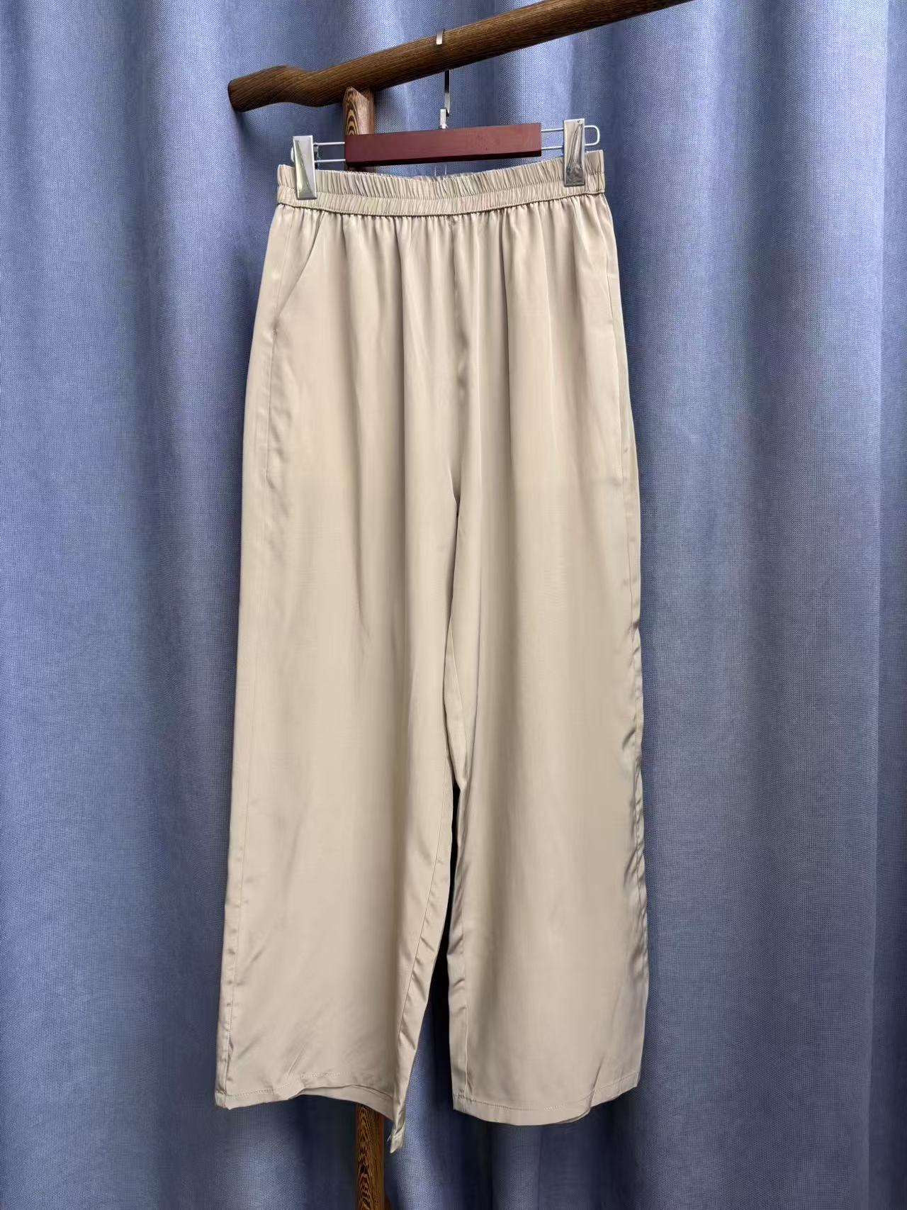 2025夏季新款简约百搭宽松桑蚕丝双绉长裤女A198