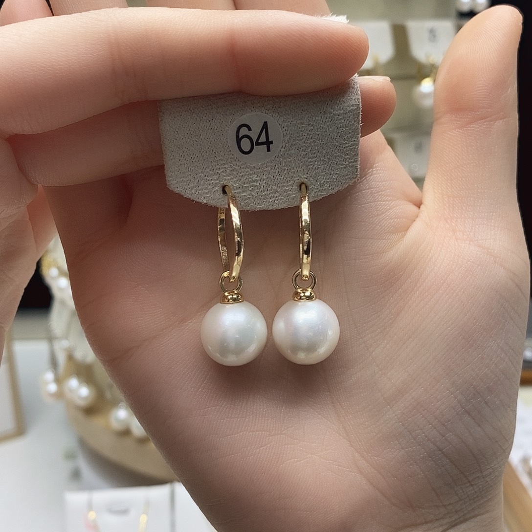 淡水珍珠银S925镶嵌耳饰