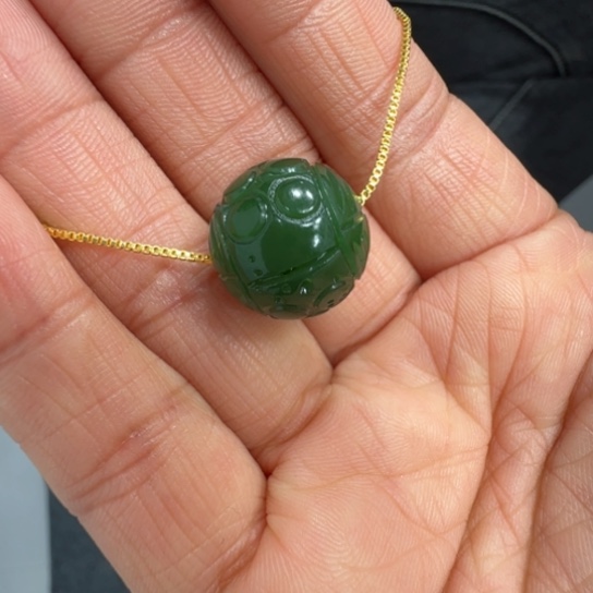 和田玉颈饰未镶嵌卡16碧玉转运路路通