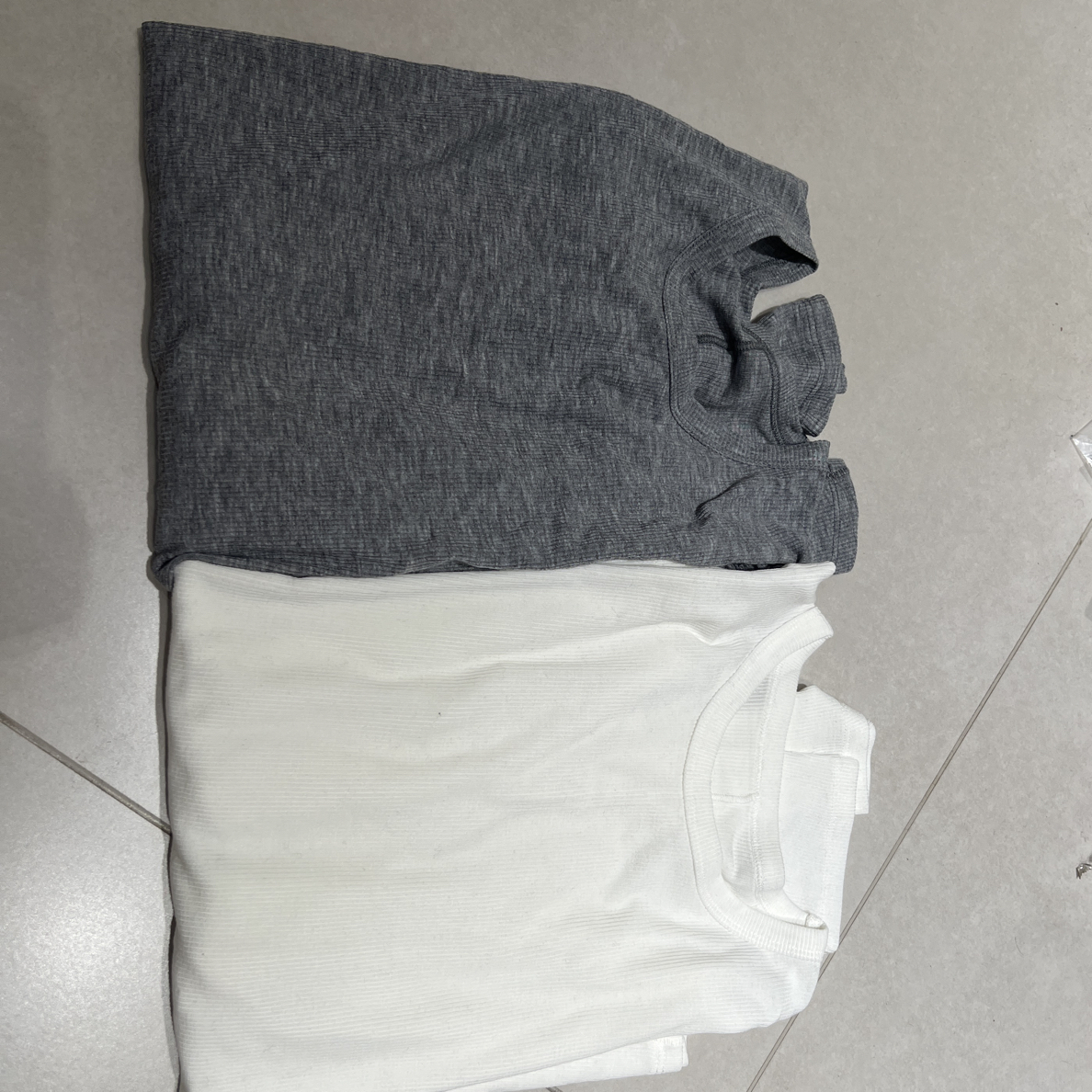 【w➕欧韩】F纯色白色螺纹边长袖打底T恤