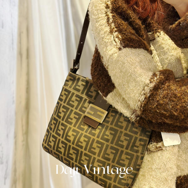 大吉中古/FENDI芬迪银扣双层单肩包