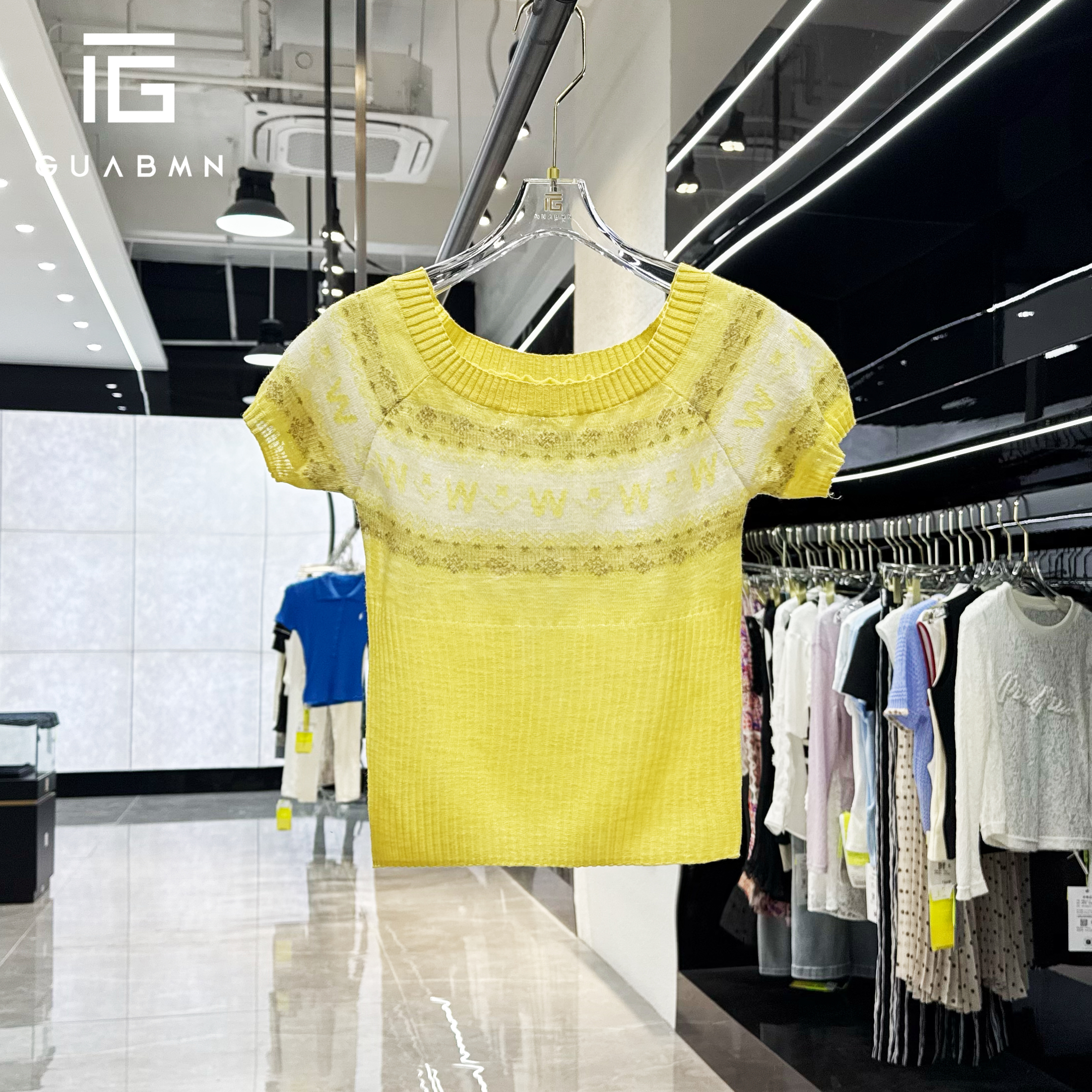 GUABMN2025夏季新款法式圆领镂空短袖百搭针织衫度假风穿搭5237