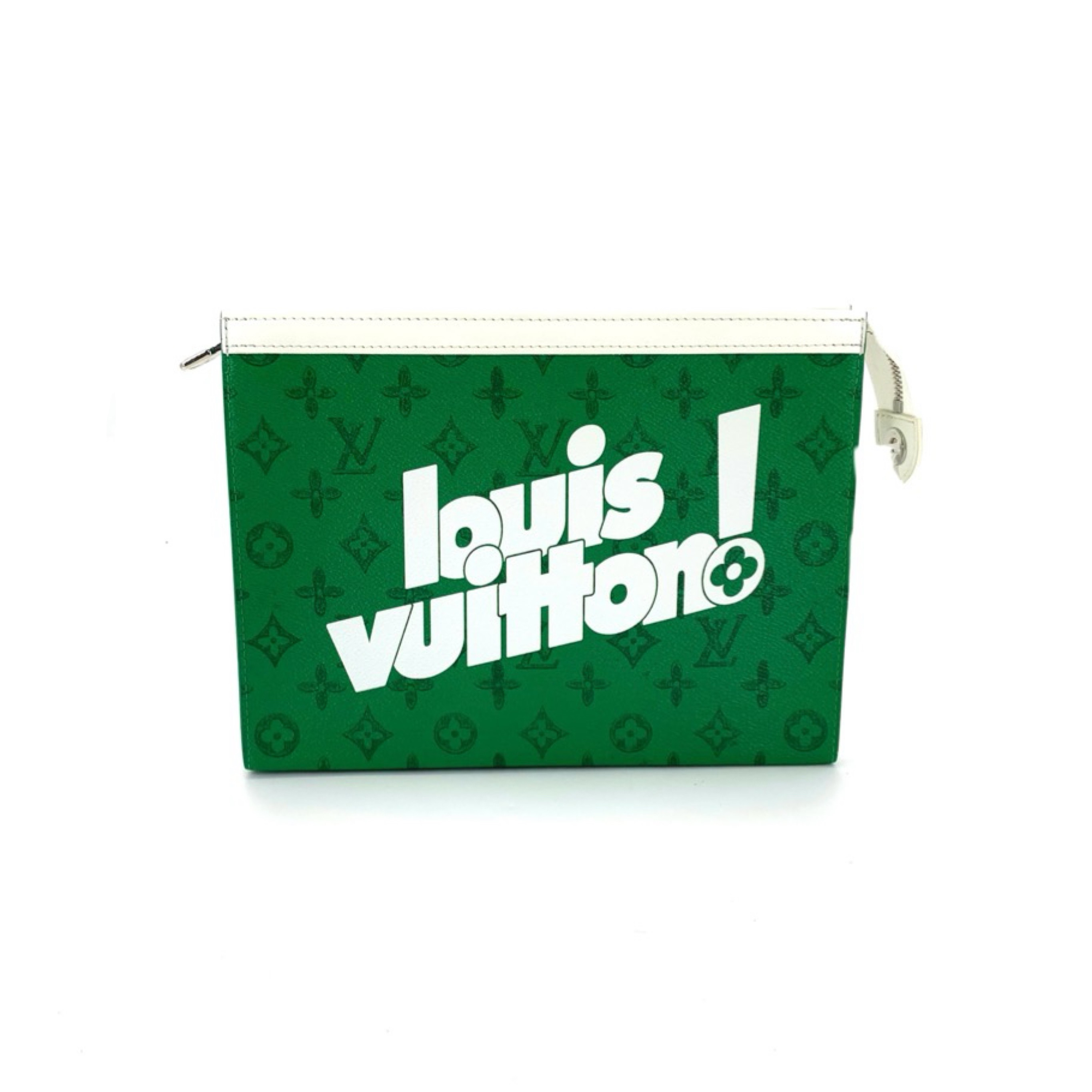 99新 LouisVuitton/路易威登 雪碧拼色洗漱手拿包 尺寸27/21 绿色