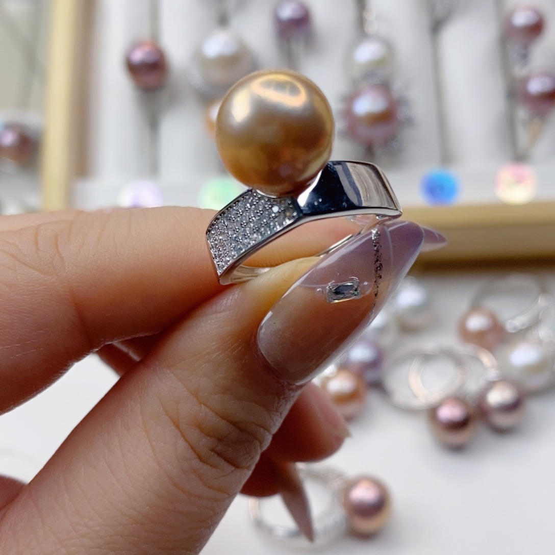 淡水珍珠戒指银S925镶嵌德*儿