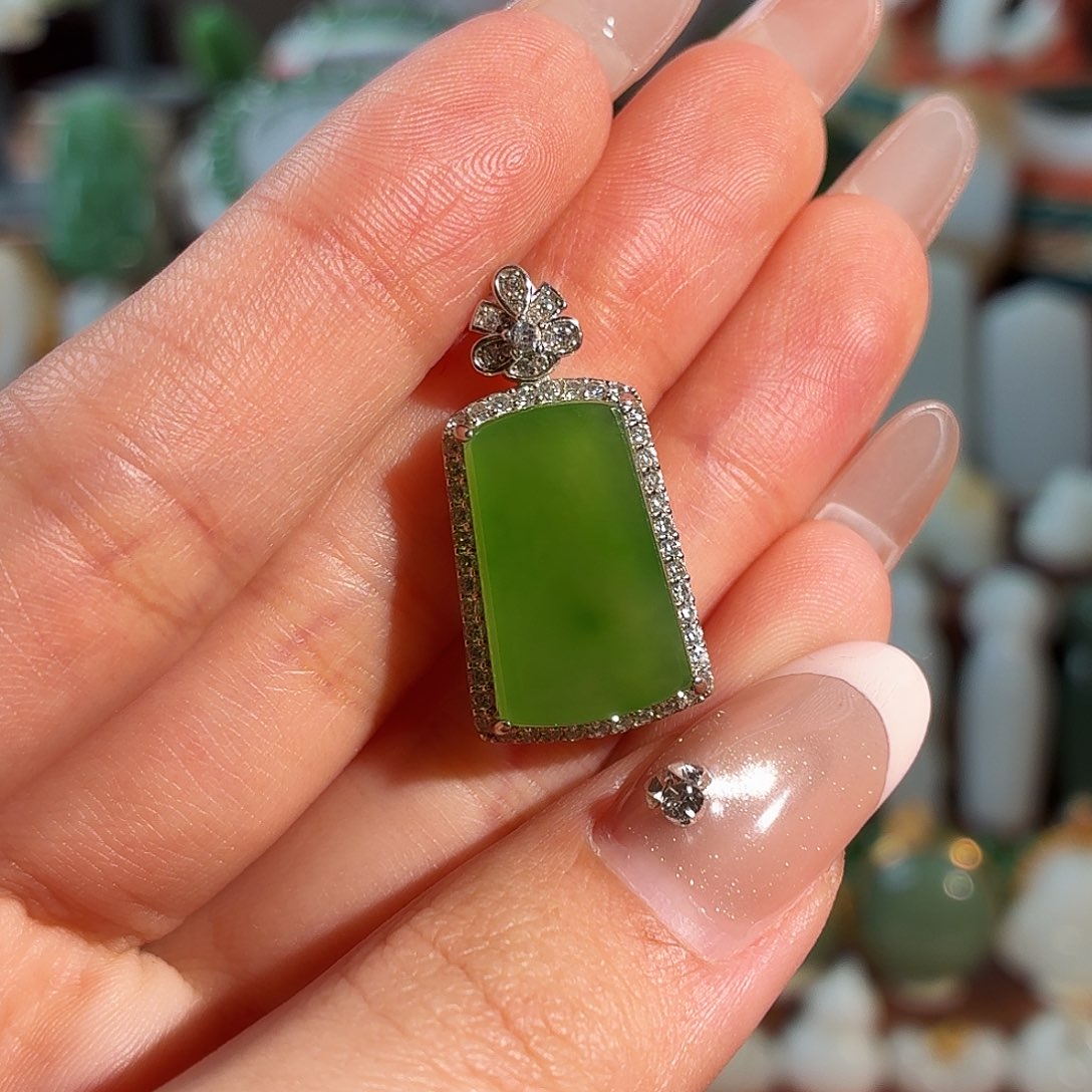 和田玉银S925镶嵌颈饰T