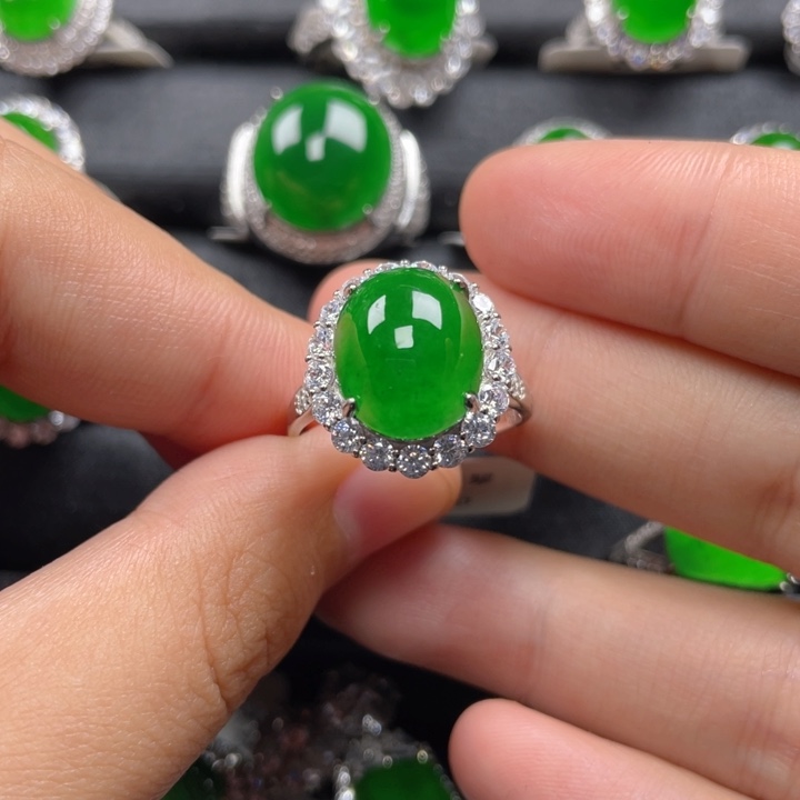 翡翠戒指银S925镶嵌艺**行戒指