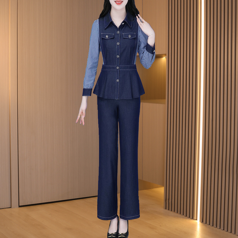 【上衣+裤子】24343优雅新款气质时尚大气减龄收腰显瘦套裤M-4XL