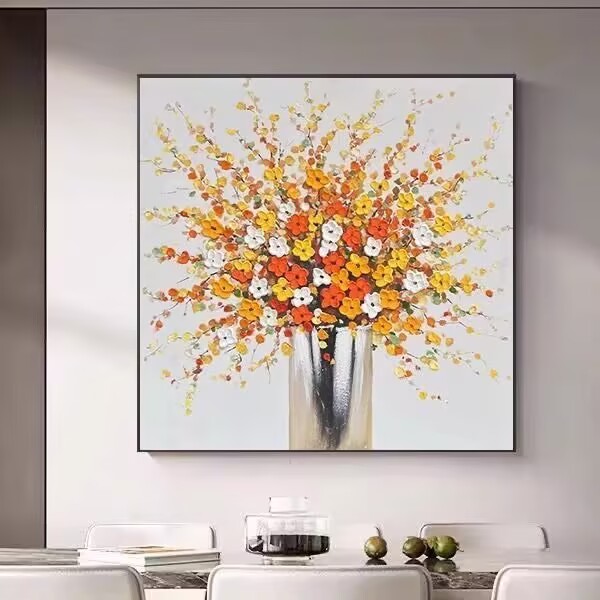 黄金花树肌理简约花卉餐厅挂画沙发背景墙挂画M02
