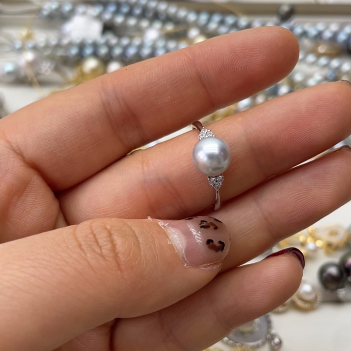 海水珍珠戒指银S925镶嵌
