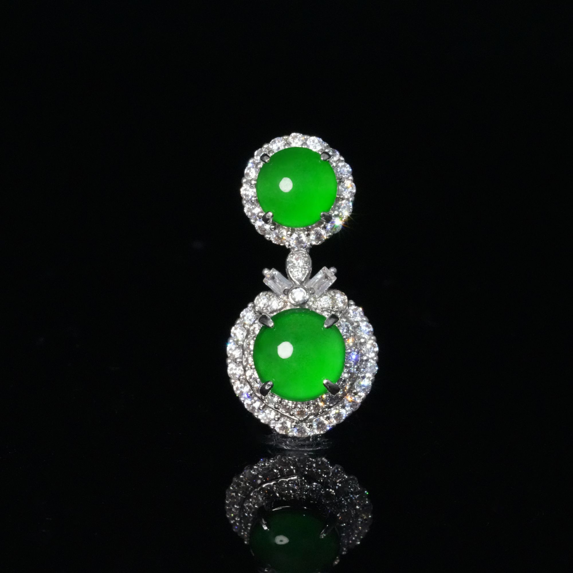 【小胖翡翠】天然翡翠双蛋面吊坠A货翠绿轻奢日常百搭女款-多样性发