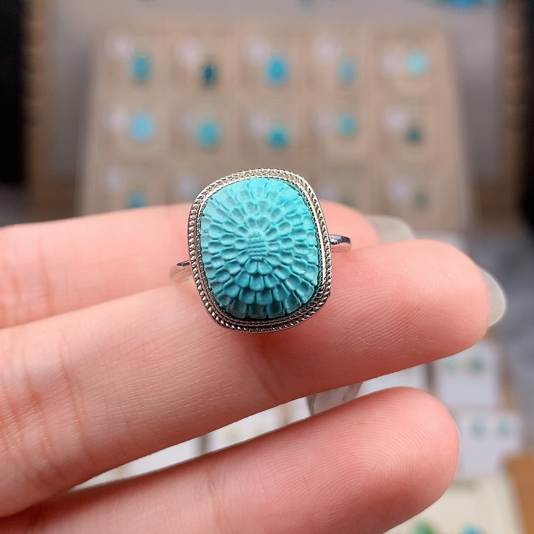 绿松石银S925镶嵌戒指