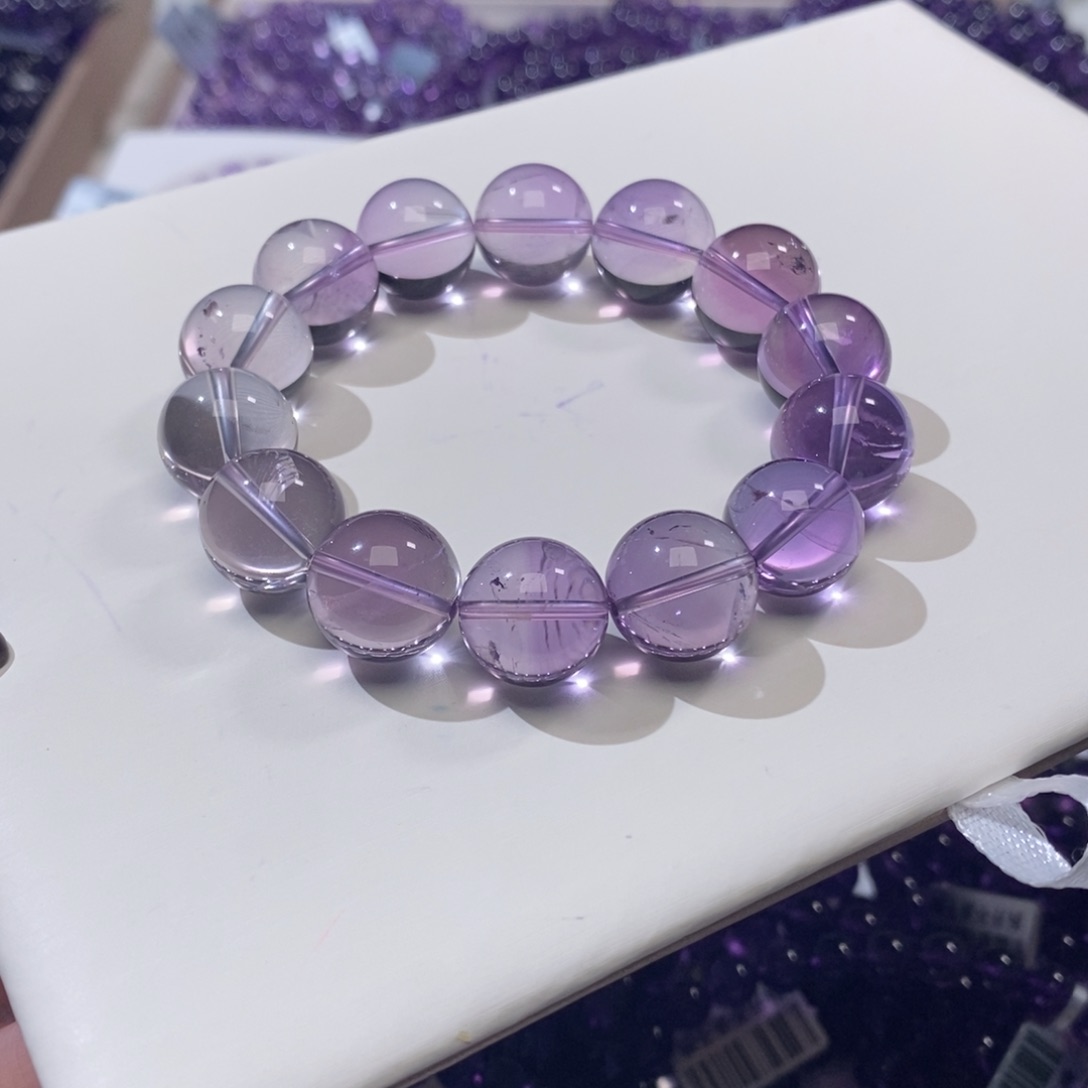 未镶嵌手链水晶15mm玻利维亚紫水晶