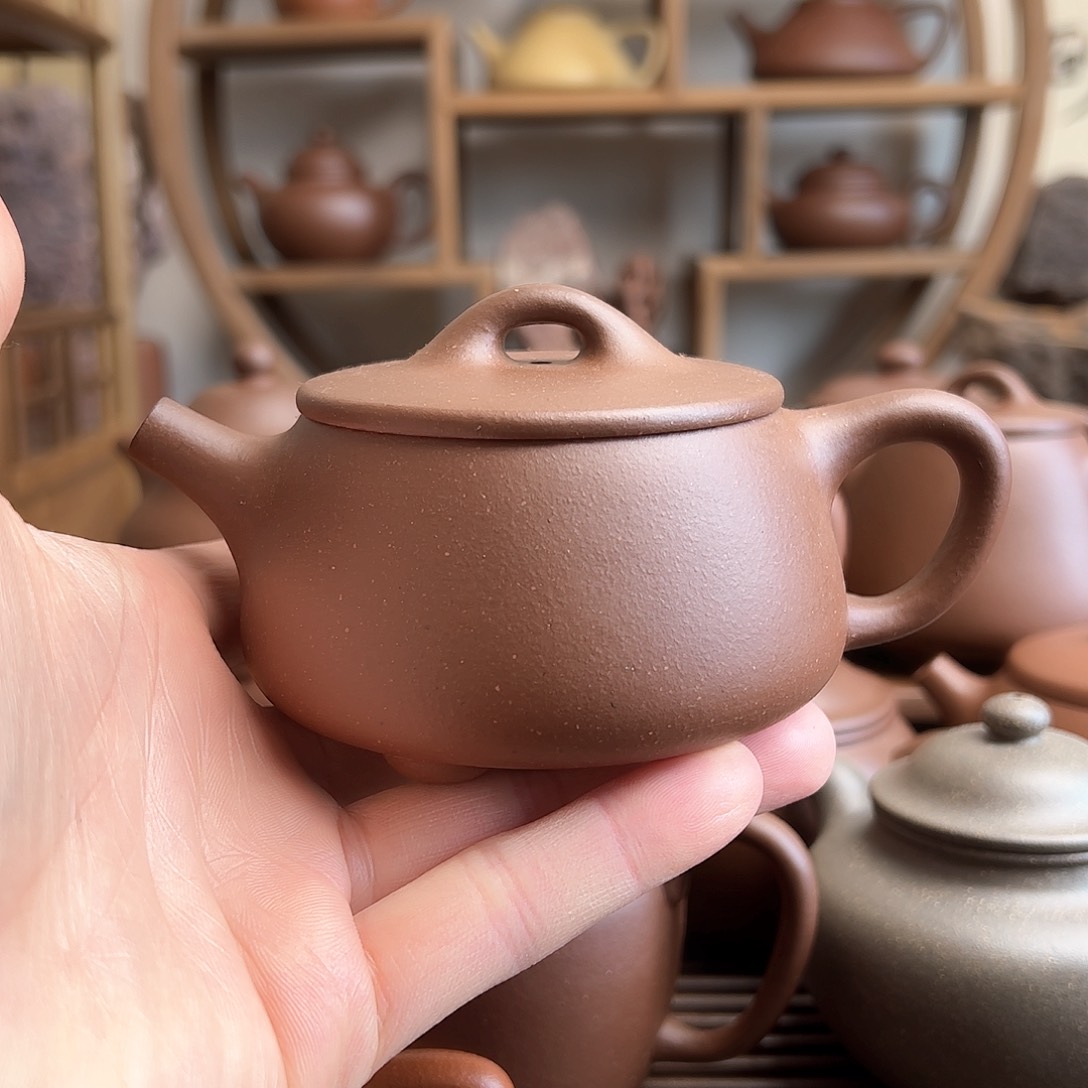 紫砂茶壶宽口石瓢180cc台西紫泥