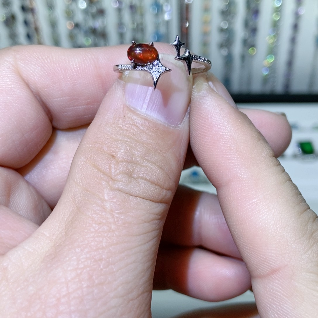 绿水晶戒指银S925镶嵌