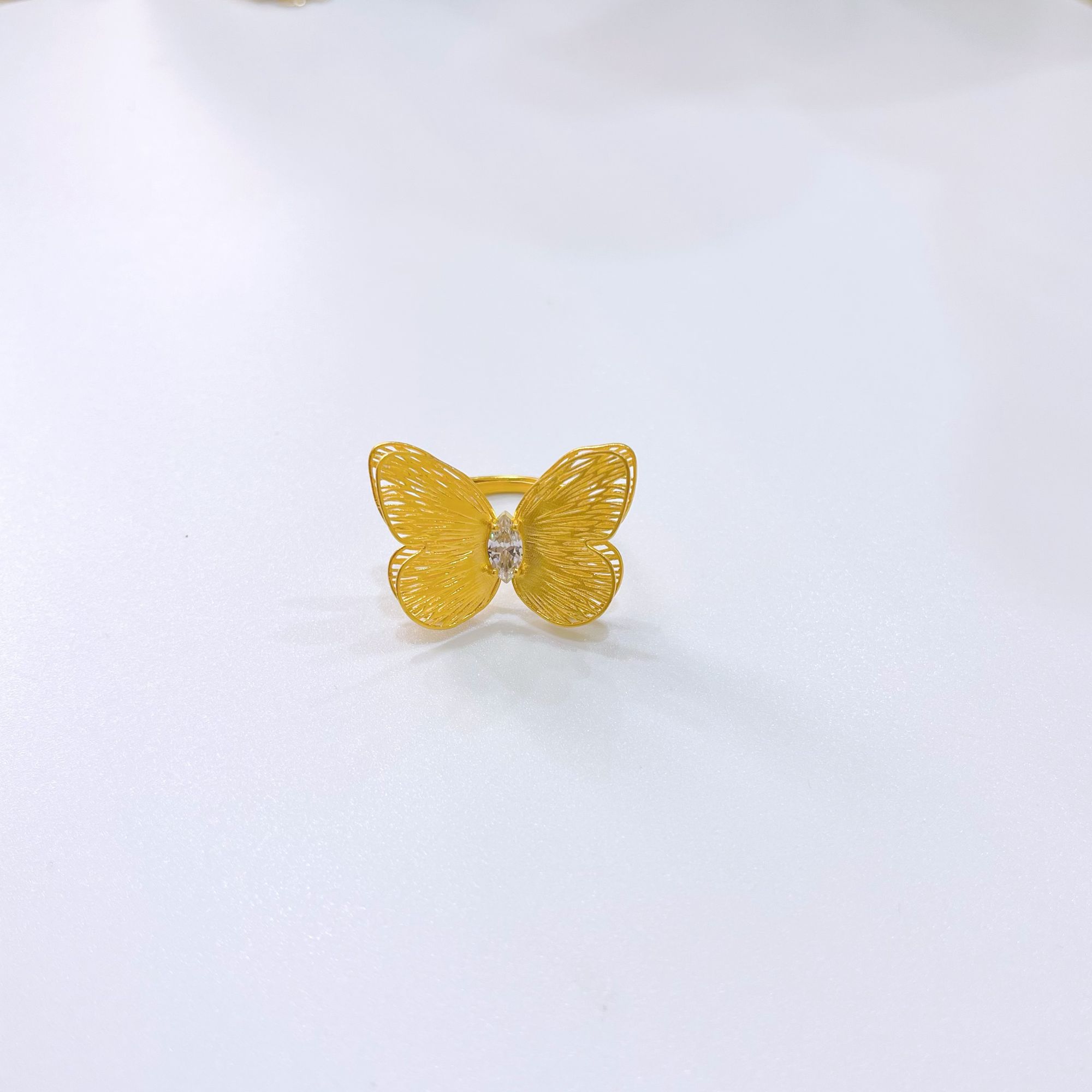 【蝴蝶戒合集】足金999镶嵌黄金时尚潮流蝴蝶戒指活口（司凤同款）