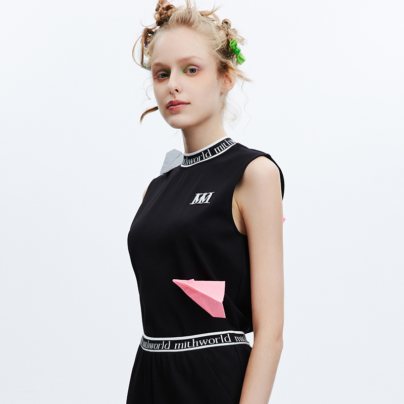 【商场同款】甜酷logo织带圆领无袖T恤W7ESS2235B9A