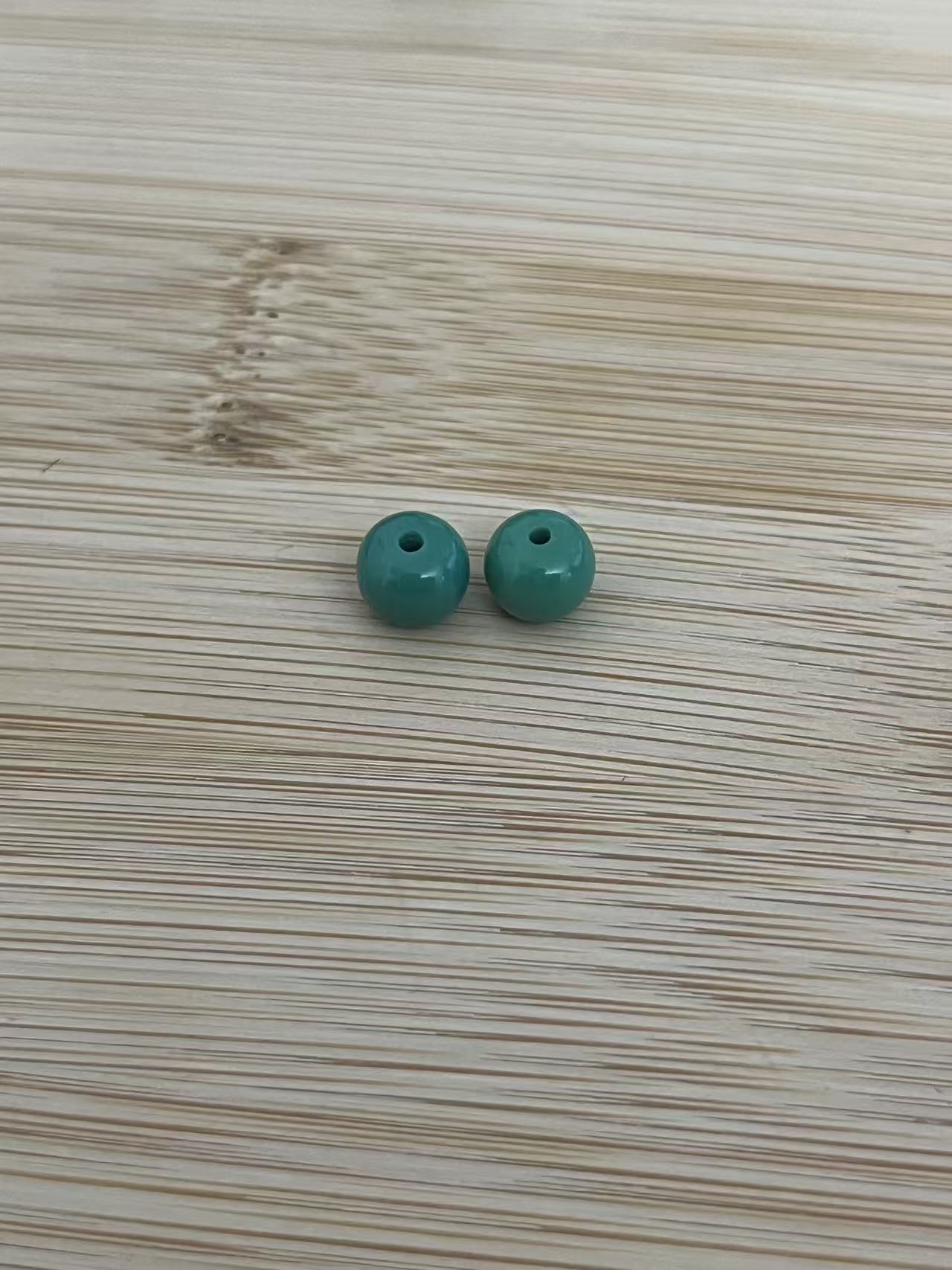 湖北天然原矿绿松石老型单珠配件