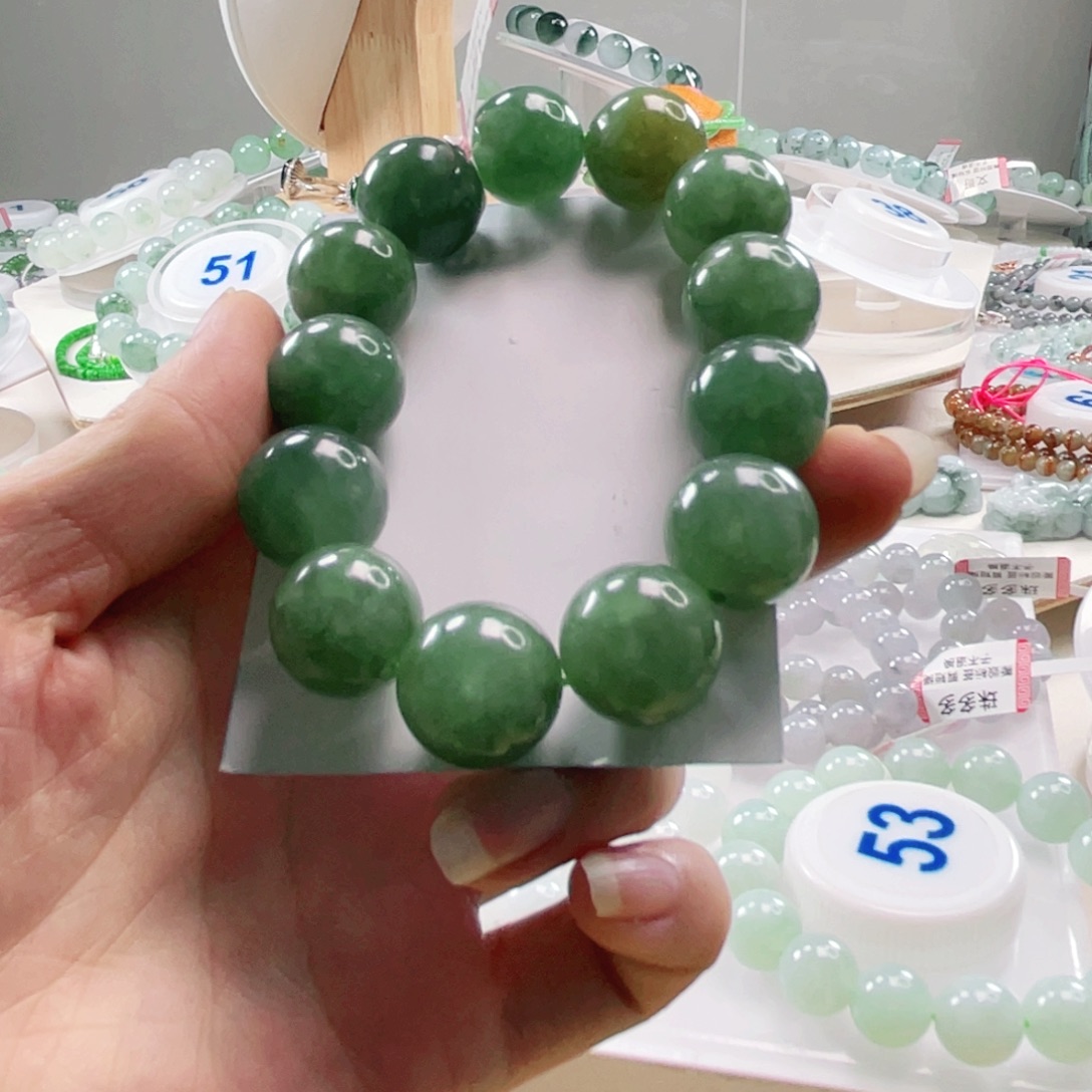 理***熊翡翠未镶嵌手链手串17+
