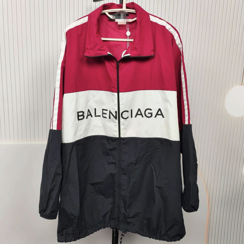 99新 Balenciaga/巴黎世家 拼色字母经典冲锋外套/39码/A04813
