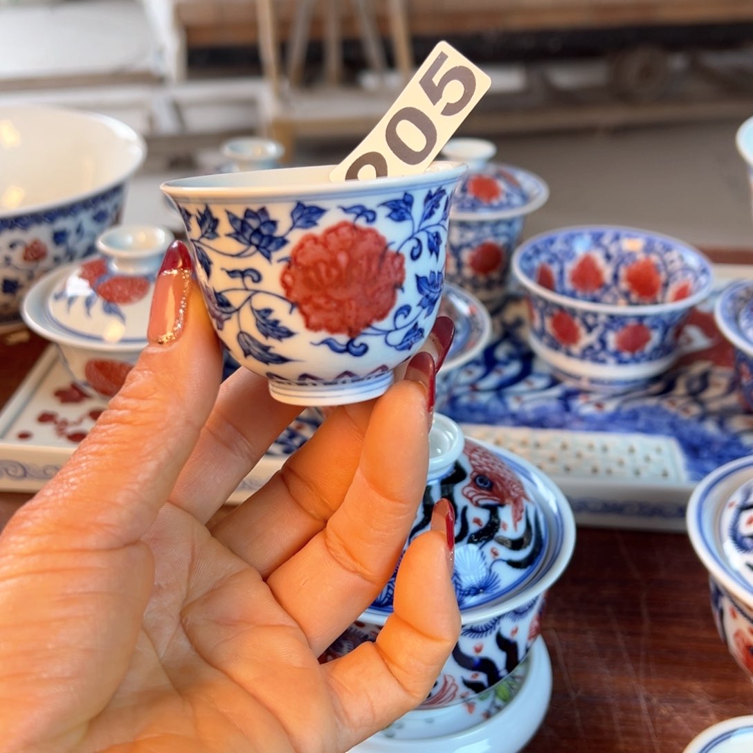 杯青花釉里红原矿