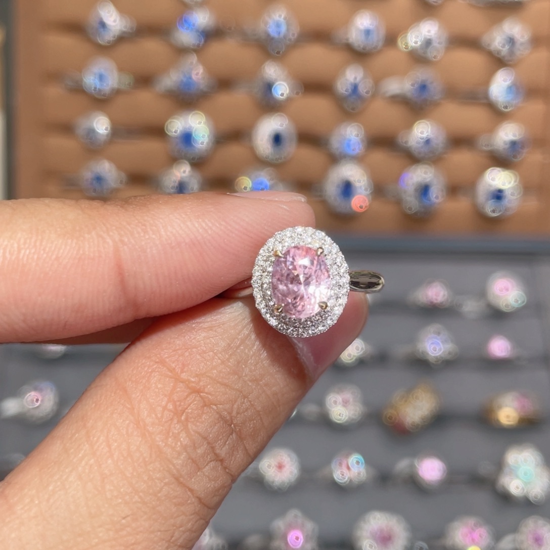 彩色蓝宝石戒指18K金镶嵌2.01ct 无烧帕帕