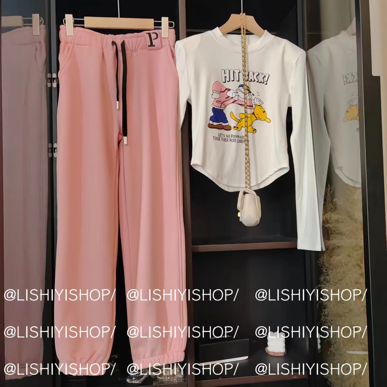 2371【字母刺绣卫裤】加厚松紧休闲卫裤 （加绒）