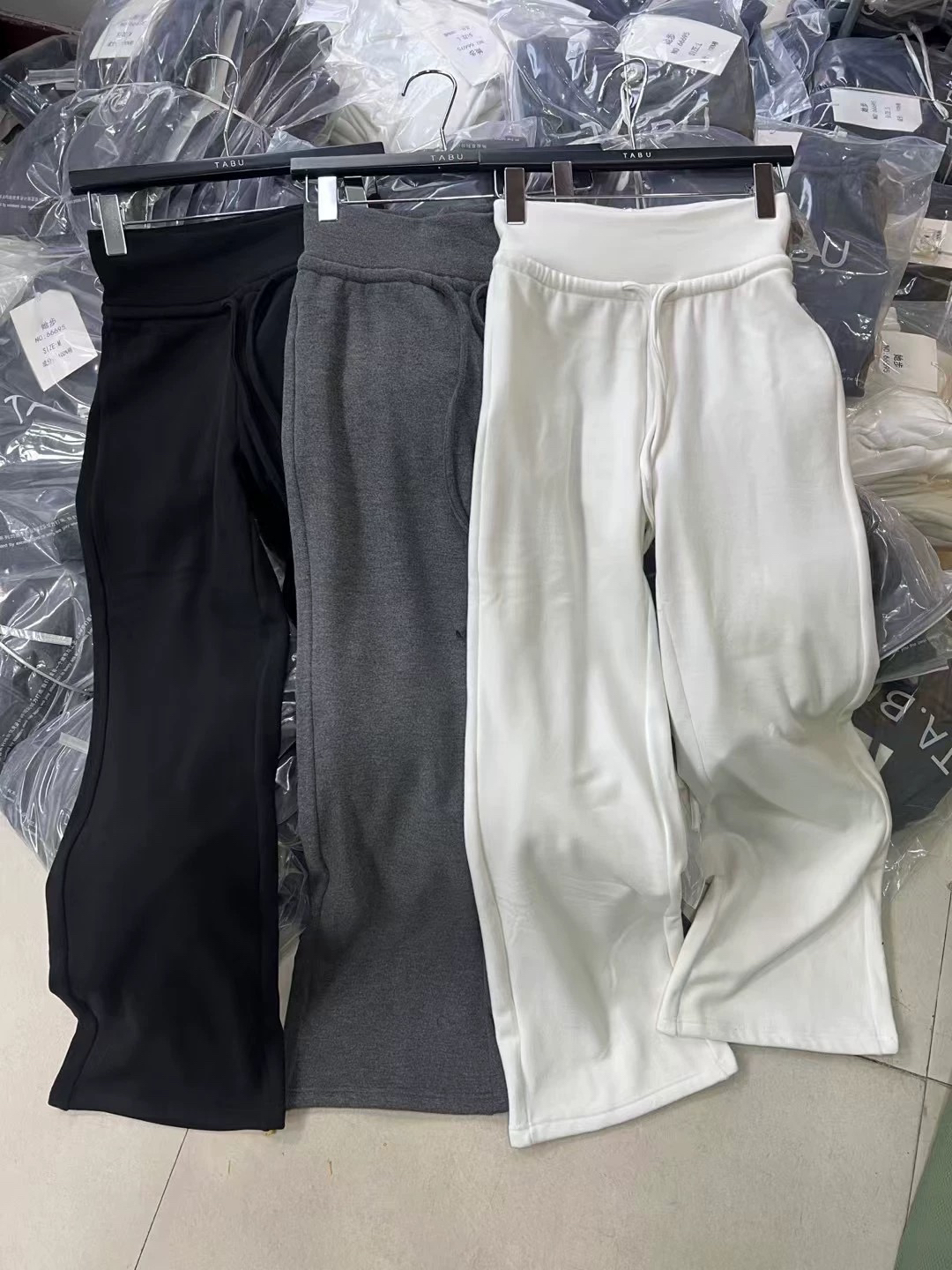 阔腿裤常规款休闲裤微弹力口袋针织法式直筒裤