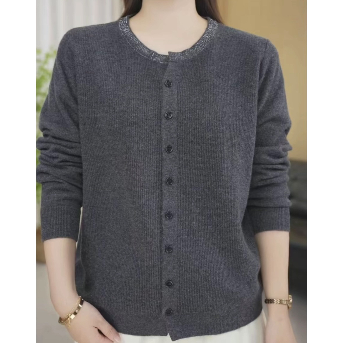 【80-160斤】2025秋冬保暖加厚开衫毛衫极简风毛衣时尚长袖女1102